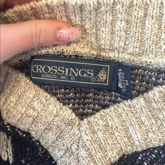 Crossings Men’s Y2K V Neck Chunky Knit Abstract Sweater Size M/Medium - Picture 10 of 11